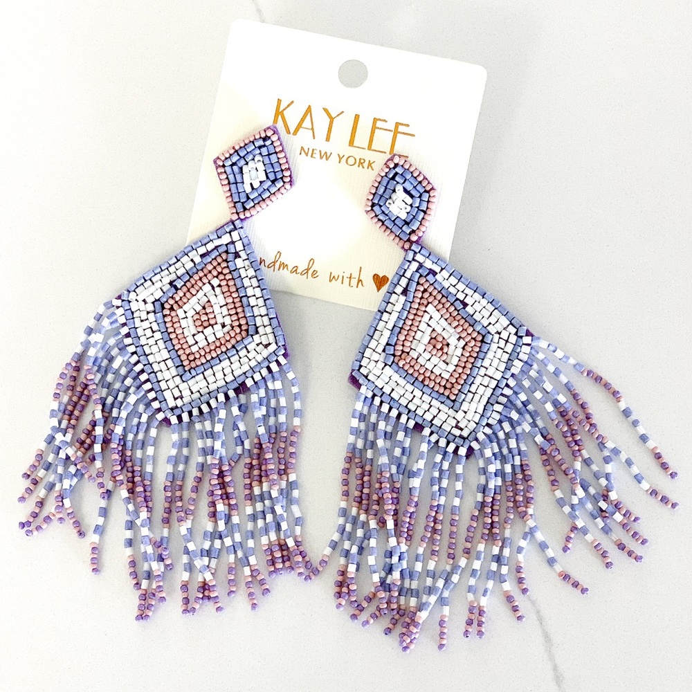💝 FINAL SALE KAYLEE Handmade Beaded Tassel Earrings- Boho Drop Fringe Ea…